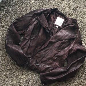 Oxblood faux leather jacket